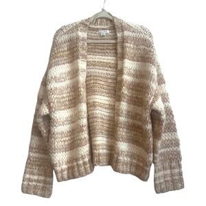American Eagle Chunky Knit Open Front Cream, Tan, and a hint of Pink Cardigan